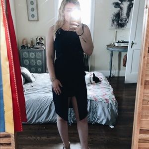 Express Navy High Slit Dress